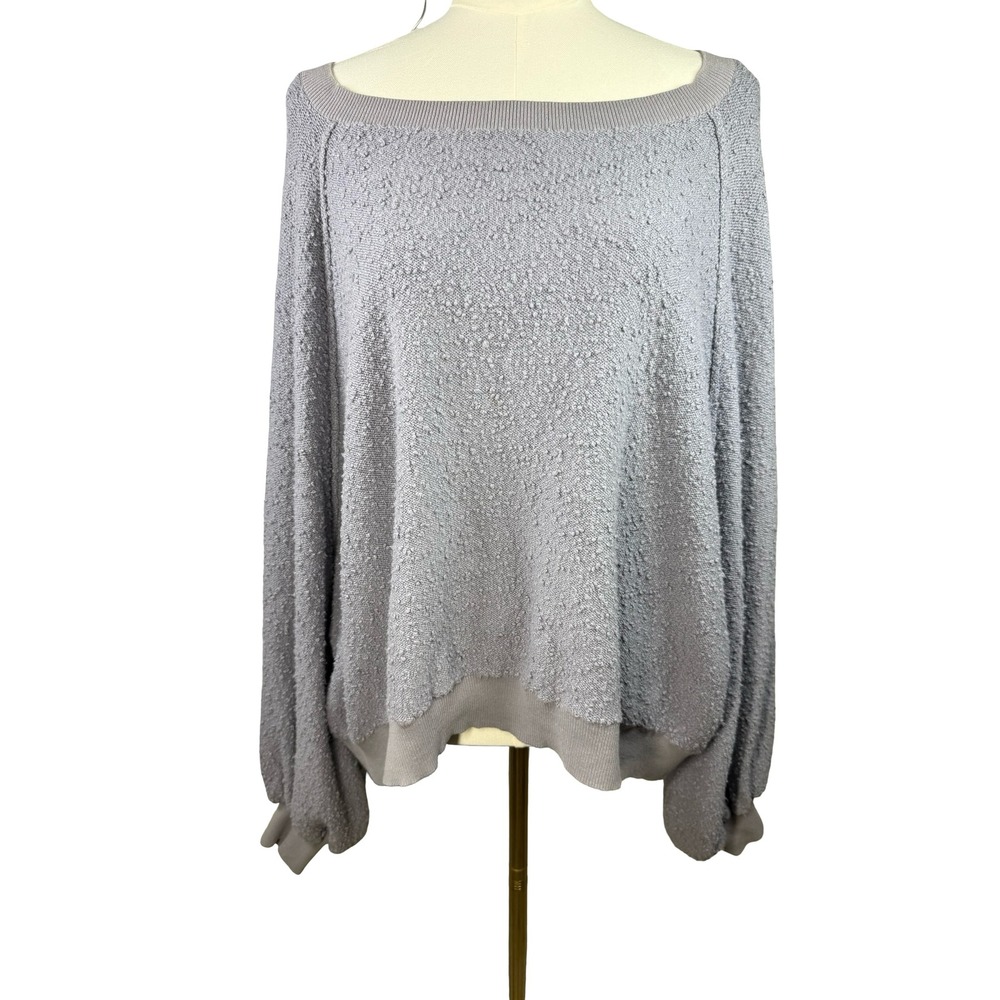 Free People Found My Friend Lavender Grey Boucle Oversized Sweater Large